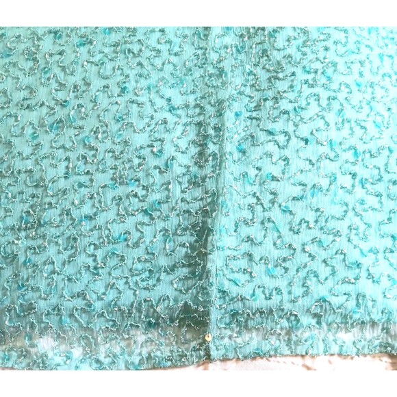 Vintage Lawrence Kazer Teal Aqua Beaded Silk Midi Skirt Sz S 80s 90s Eveningwear - Picture 13 of 16